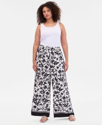 Plus Size Twill Wide-Leg Pants