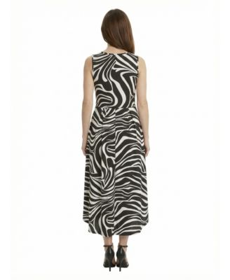 Petite Zebra High-Low Pocket Midi Dress