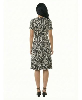 Petite Abstract Short-Sleeve Midi Dress