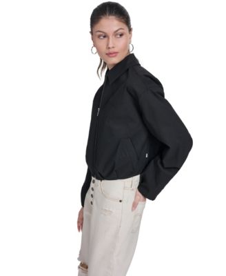 Women's Bubble Hem Collared Bomber Jacket