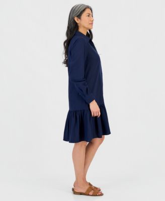 Women's Linen Blend Peplum Shirtdress