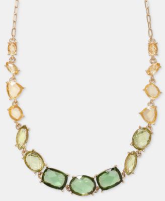 Stationed Stone Statement Necklace, 16" + 3" extender