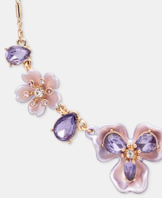 Crystal Flower Statement Necklace, 16" + 3" extender