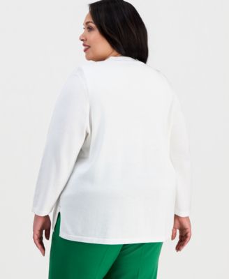 Plus Size Open-Front Long-Sleeve Cardigan Sweater 