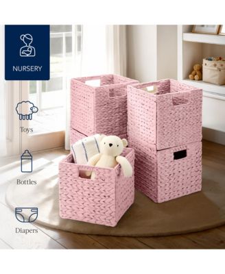 10.5x10.5in Hyacinth Storage Baskets, Set of 5 Multipurpose Collapsible Organizers