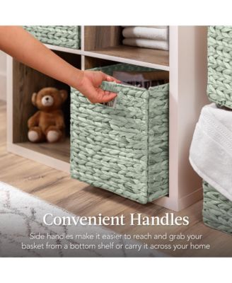 10.5x10.5in Hyacinth Storage Baskets, Set of 5 Multipurpose Collapsible Organizers