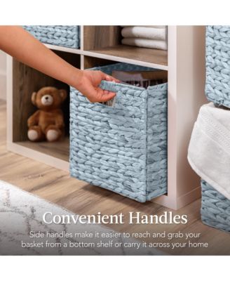 10.5x10.5in Hyacinth Storage Baskets, Set of 5 Multipurpose Collapsible Organizers