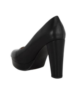 Womens Damsor Faux Leather Block Heel Pumps