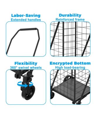 Foldable Heavy Duty Shopping Cart - Grocery Cart on Wheels with Waterproof Oxford Bag for Laundry, Garden, Camping