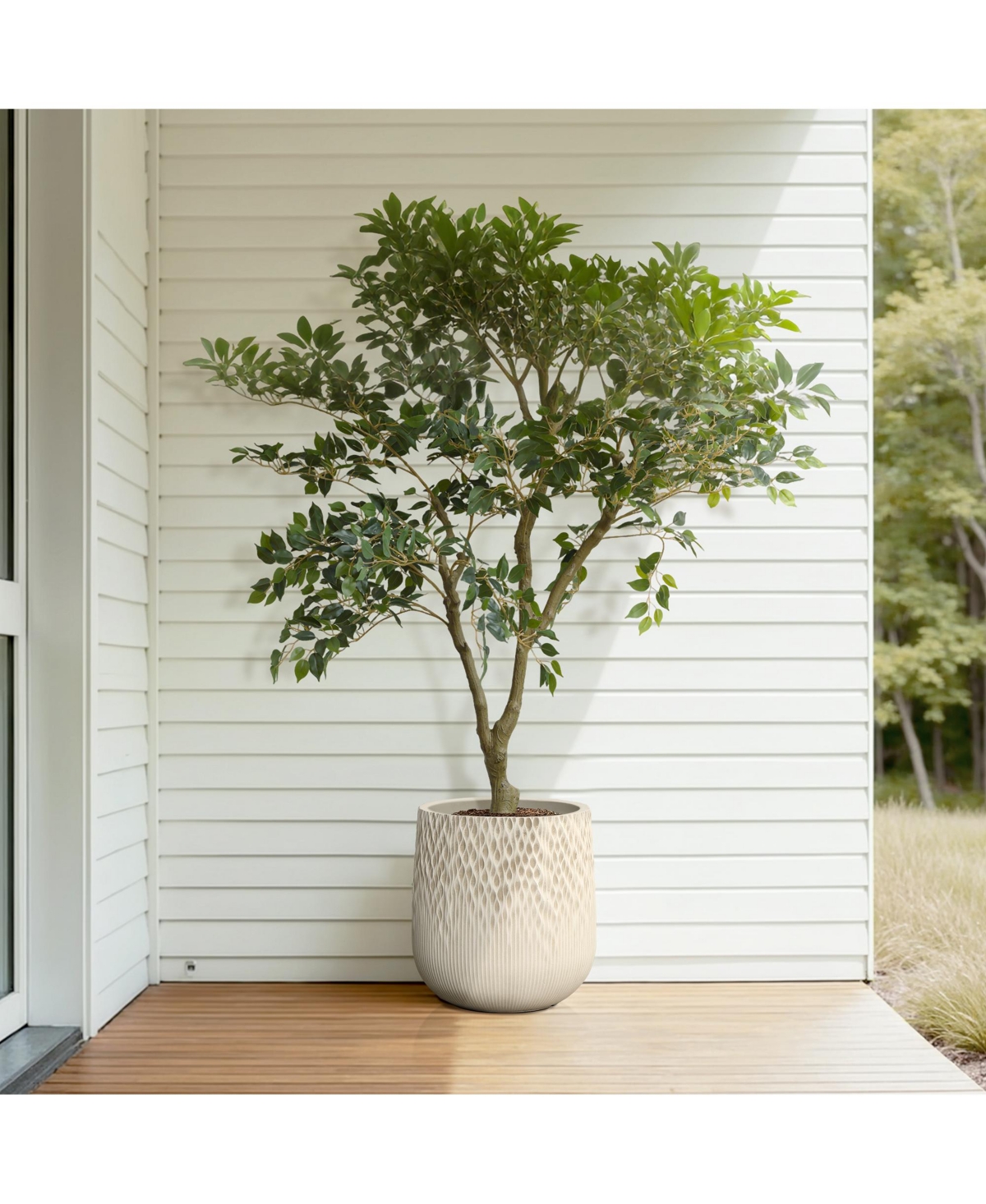 LuxenHome Antique 13.38" Round Planter, Deep-to-Light Gradient Texture, Tapered Design