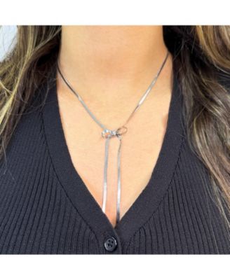 Herringbone Bow Necklace Sterling Silver