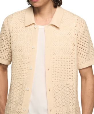 Men's Granny Square Button-Down Sweater