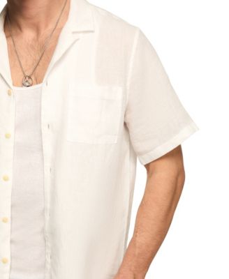 Men's Short-Sleeve Linen Camp-Collar Shirt