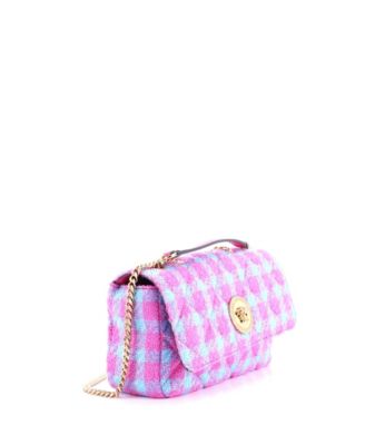 East West Medusa Icon Chain Flap Bag Quilted Tweed