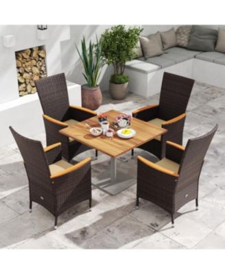 Outdoor Wicker Dining Chairs Set of 4 with High Back Support