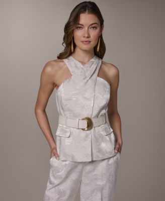 Donna Karan New York - Women's Crossover Belted Sleeveless Top