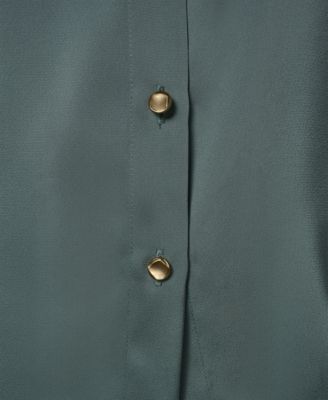 Women's Exposed Buttons Collared Blouse