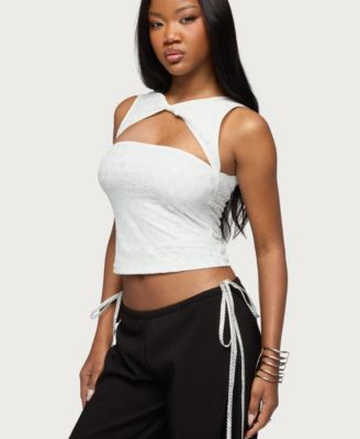 Women's Elisia Twist Cutout Flower Lace Top