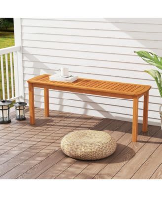 Acacia Wood Outdoor Garden Bench with Slatted Seat