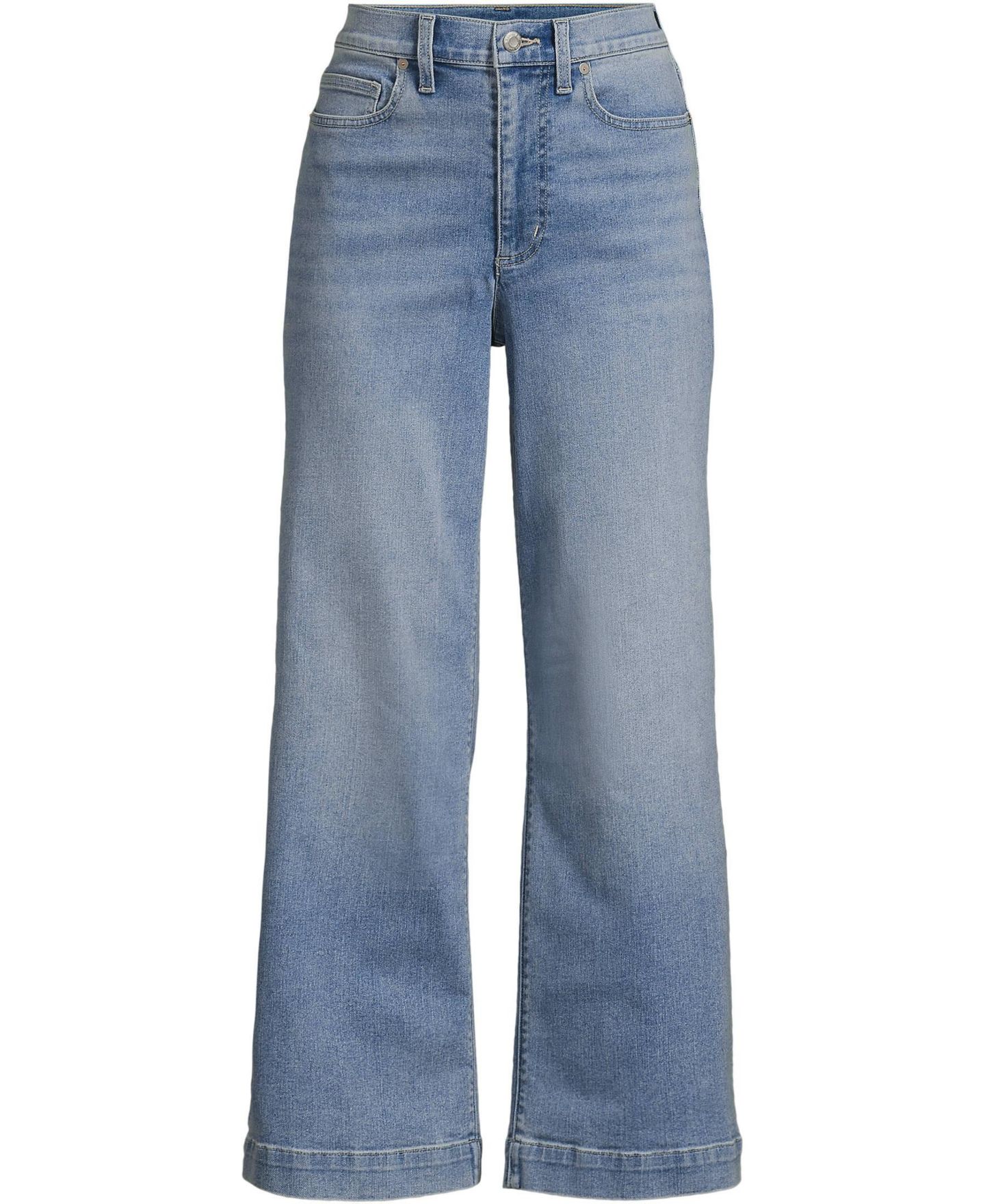 Женские джинсы Lands' End Petite Recover Denim High Rise Wide Leg Crop Jeans, цвет: Синий варёный — фото 3