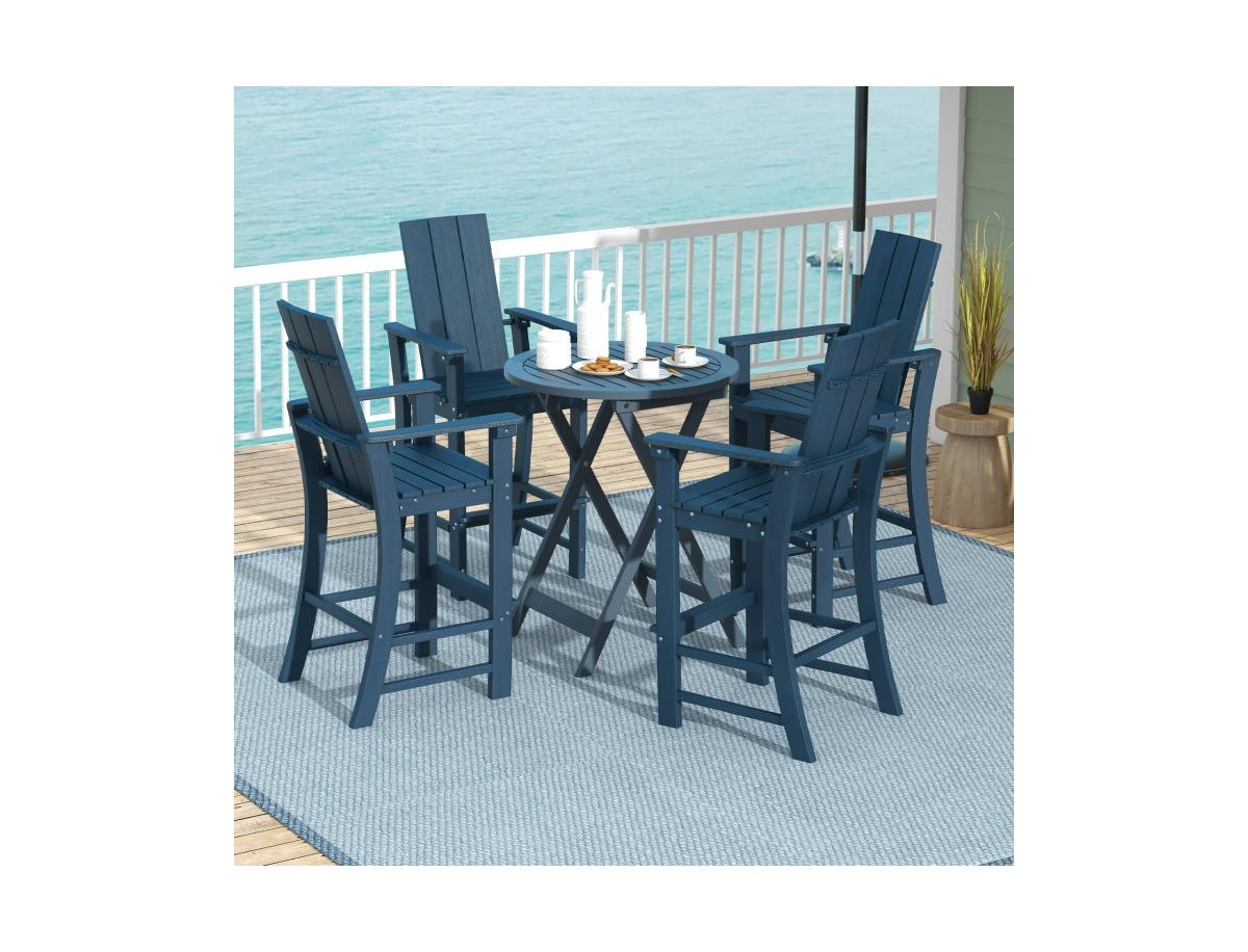 Slickblue Outdoor Adirondack Bar Height Chair with Ergonomic Back