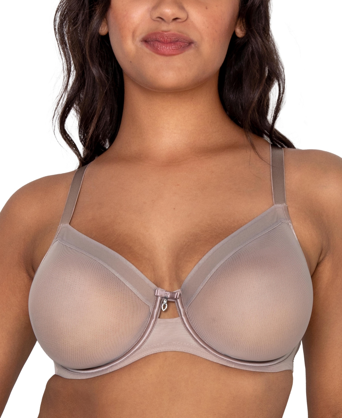 Curvy Couture Women's Sheer Mesh Full Coverage Unlined Underwire Bra