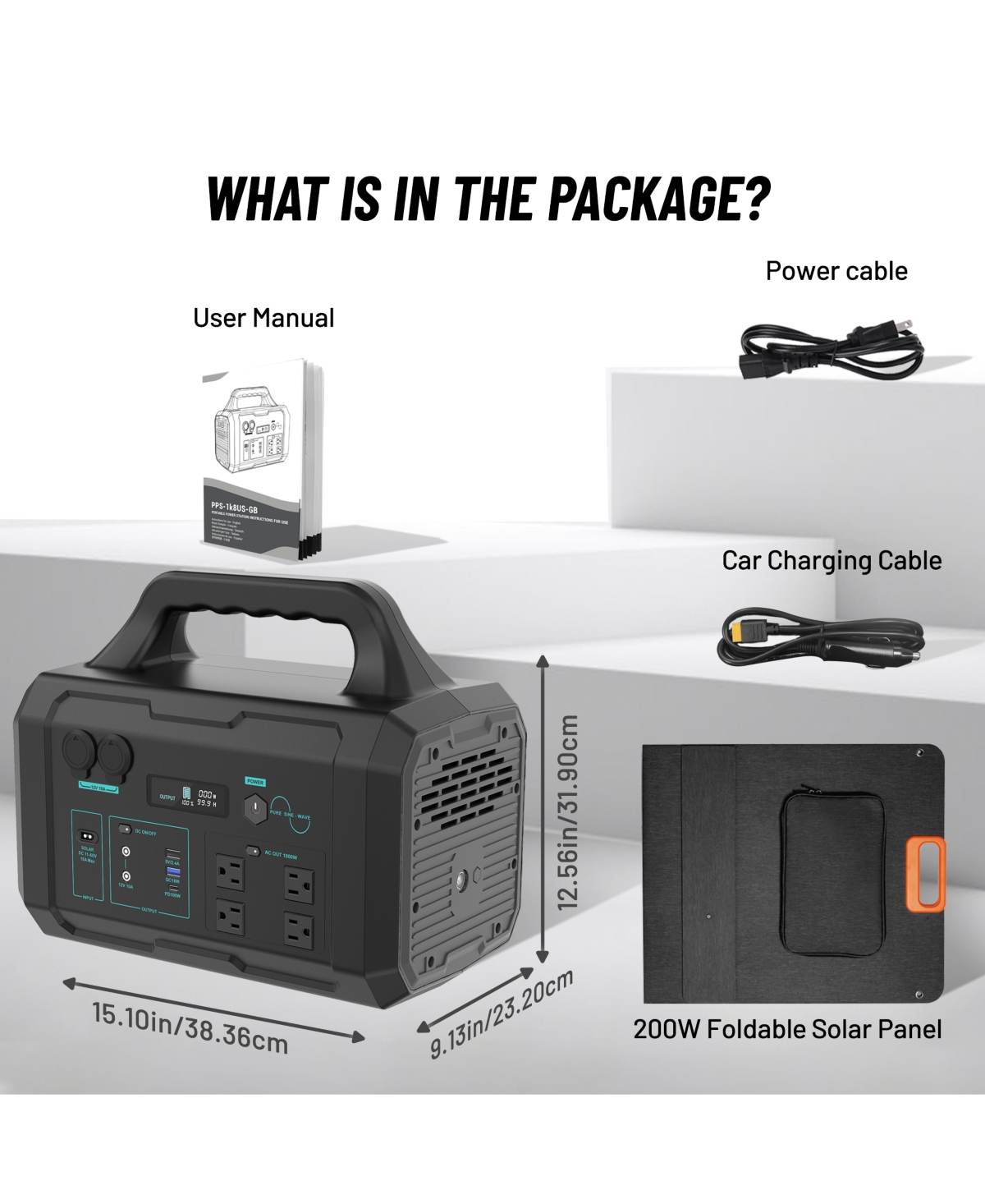Mondawe 1024Wh-1800W Portable Power Station with 200W Foldable Solar Panel
