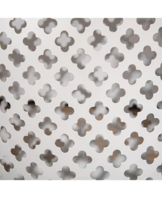 12.5" Steel Patio End Table, Round Hollow Drum Side Table, Accent Table for Indoor & Outdoor, White