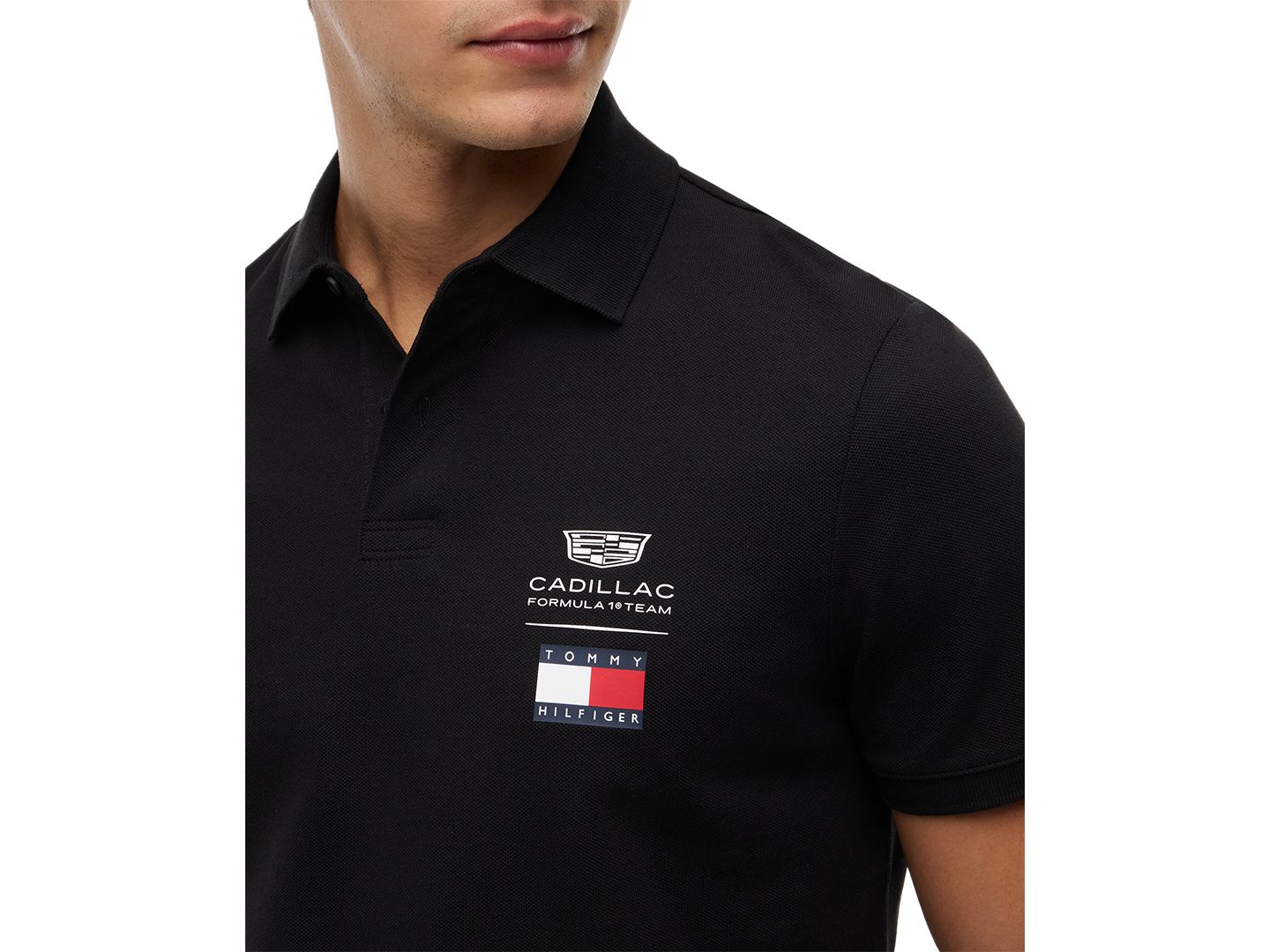 Мужское поло Tommy Hilfiger x Cadillac F1® Logo Polo Shirt, цвет: Чёрный — фото 3