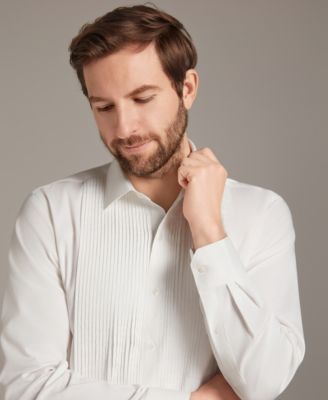 Men's Slim Fit Pleated Dress Shirt