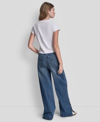 Women's Rhinestone Logo Crew Neck Baby T-Shirt