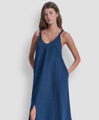 Women's Knotted Strap V-Neck A-Line Dress