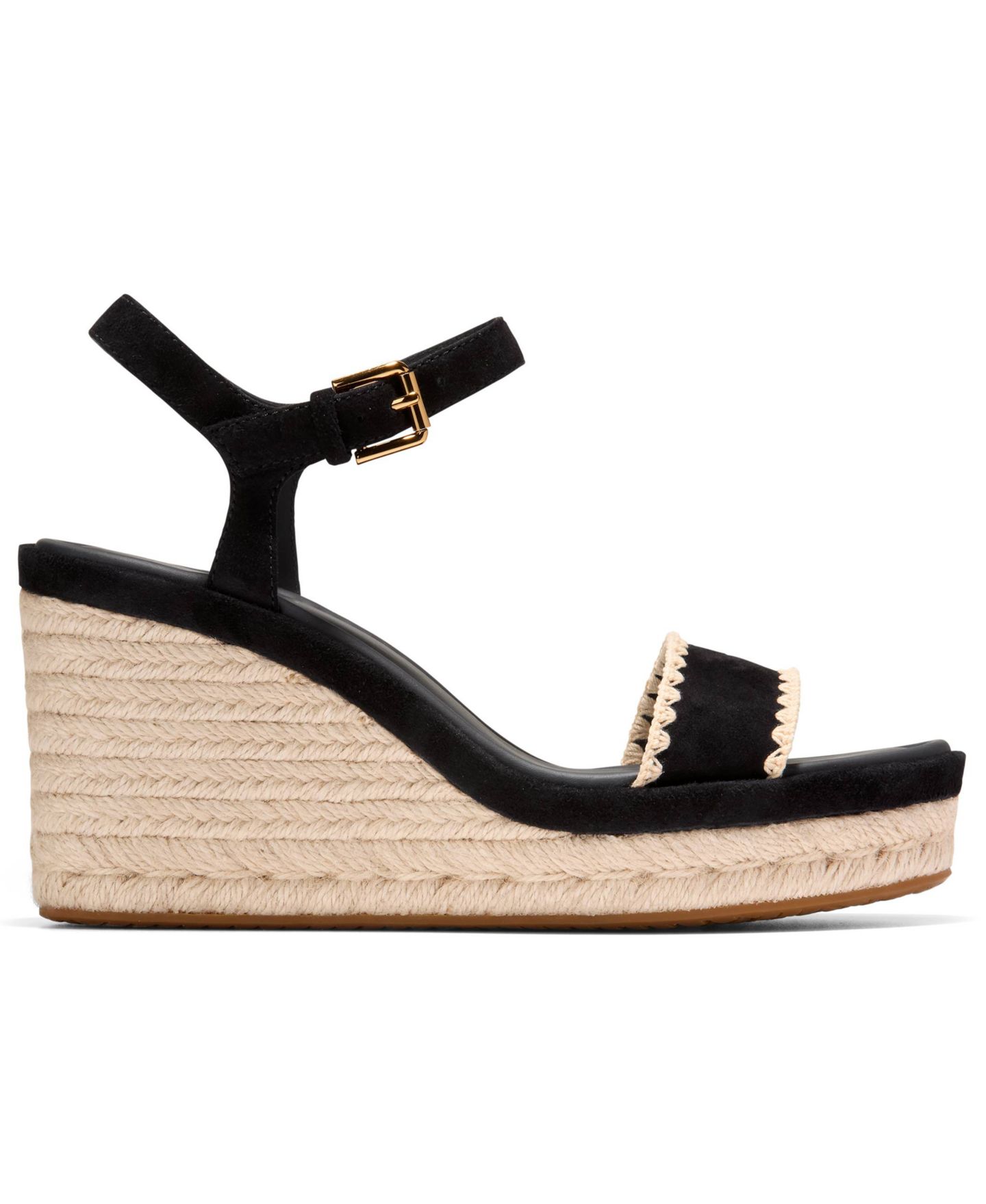 Женские сандалии Cole Haan Cloudfeel Asbury Espadrille Wedge, цвет: Чёрный / Натуральный — фото 2