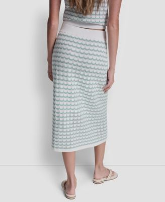 Women's Striped Pointelle Midi Skirt