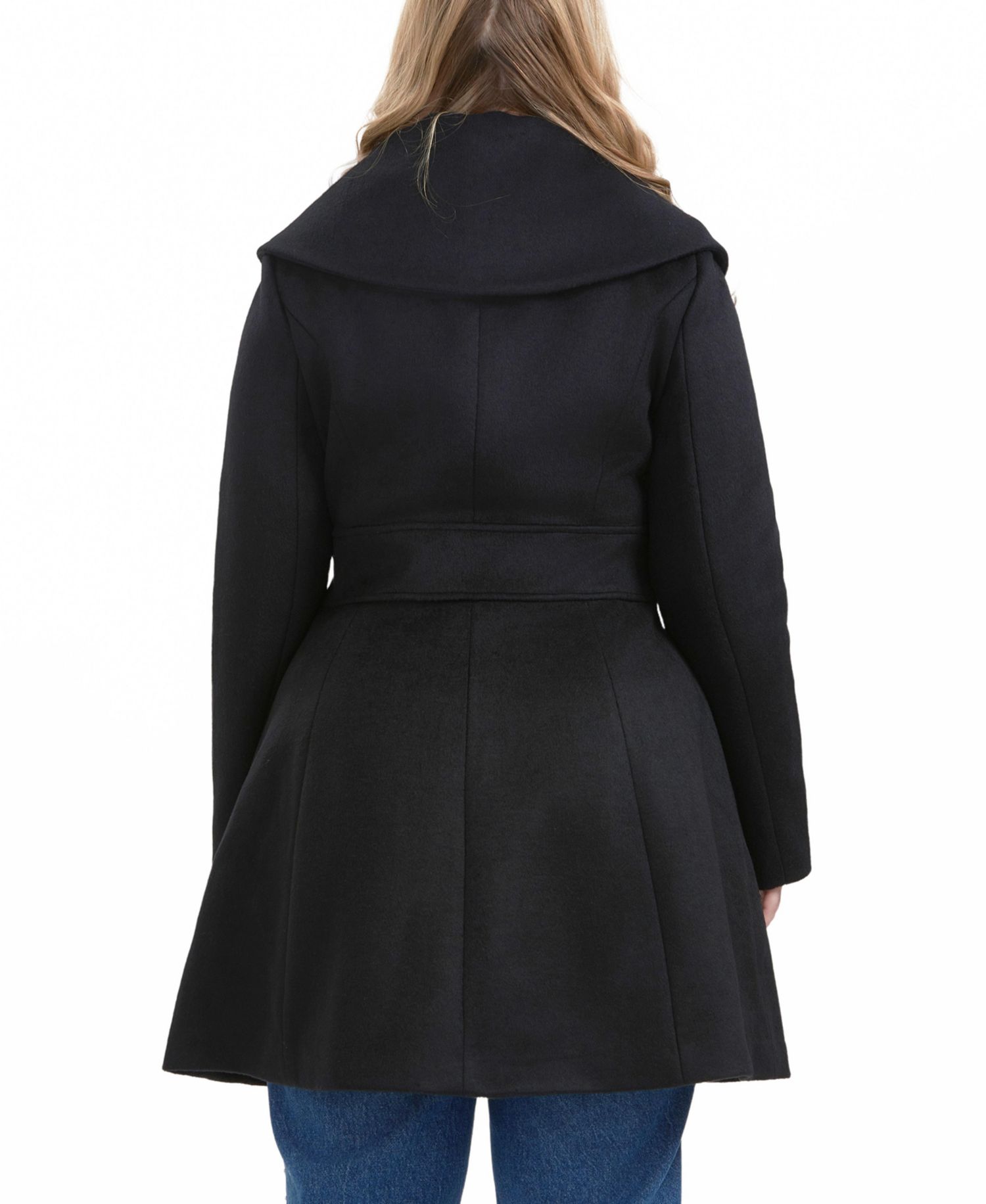 Plus Size Fit & Flare Wool Blend Coat