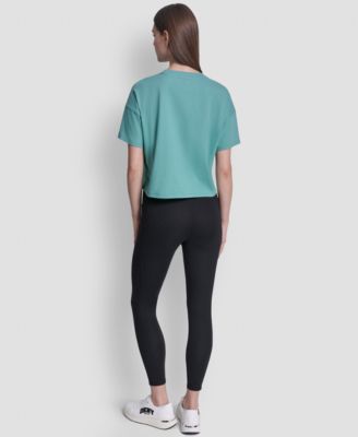 Women's Metallic Bubble Logo Drop Shoulder Pull-On T-Shirt