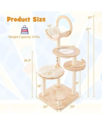 4-in-1 Wooden Cat Tower with Space Capsule Nest, Indoor Cat Furniture for Climbing & Play