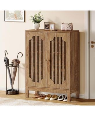 Shoe Cabinet with Doors, 5-Tier Shoe Storage Cabinet with Adjustable Shelves