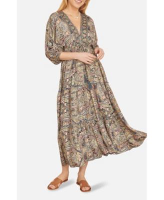 Women's Paisley Print Midi Kimono Dress
