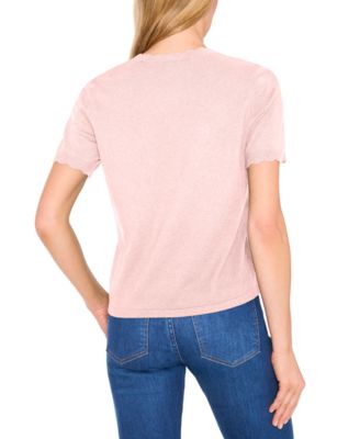 Women's Scalloped Crew Neck Pull-On Sweater