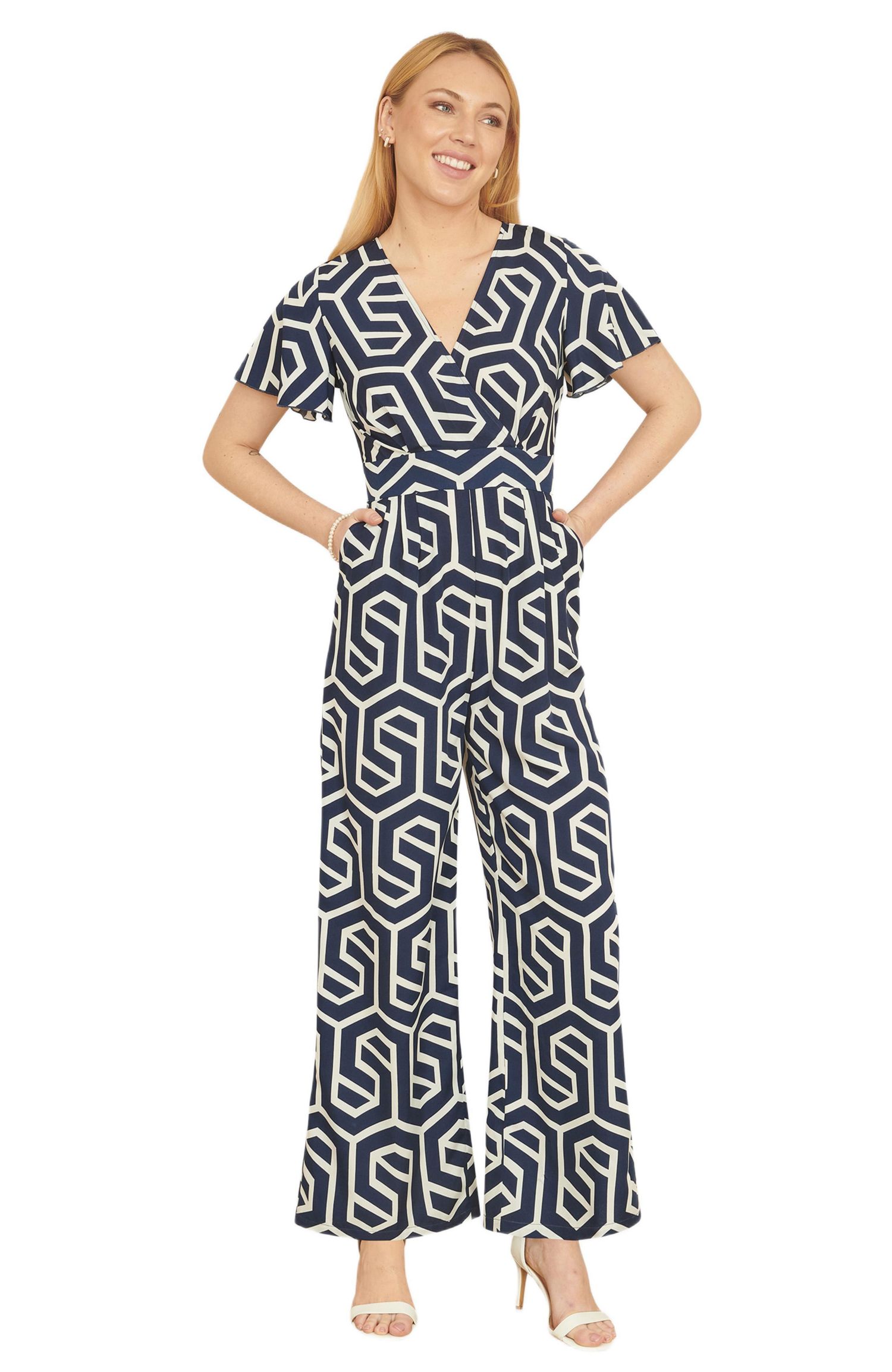 Women's Sculpting Wrap Wide Leg Maxi Jumpsuit