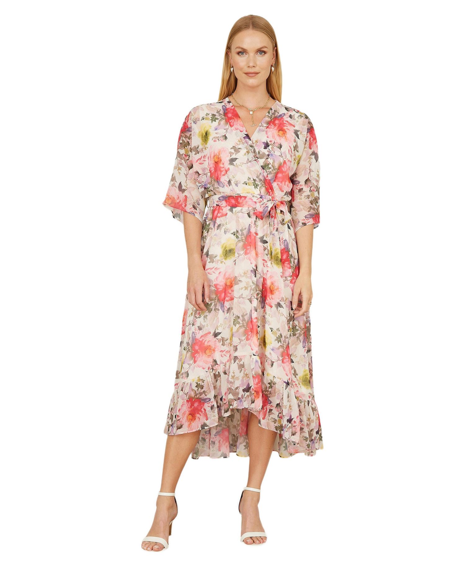 Women's Ruffle-Hem Wrap Midi Dress