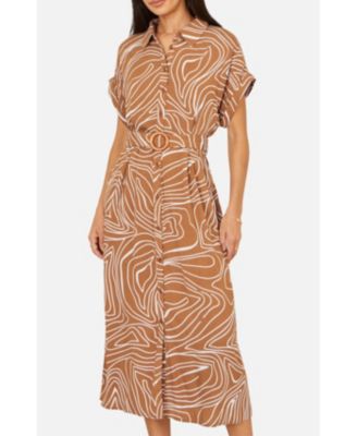 Women's Abstract Swirl Print Relaxed Midi Dress