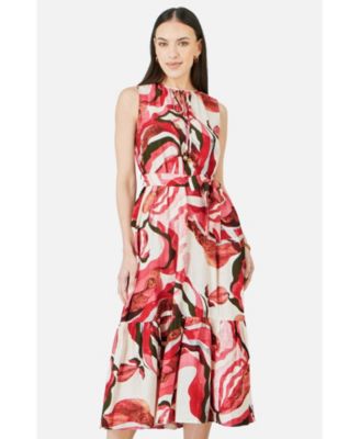 Women's Viscose Swirl Print Midi Dress