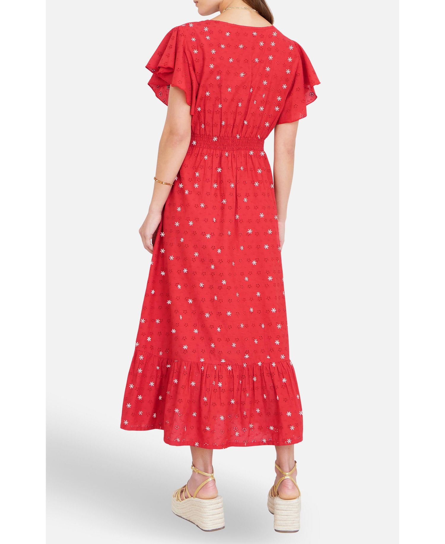 Women's Broderie Anglaise Wrap Midi Dress