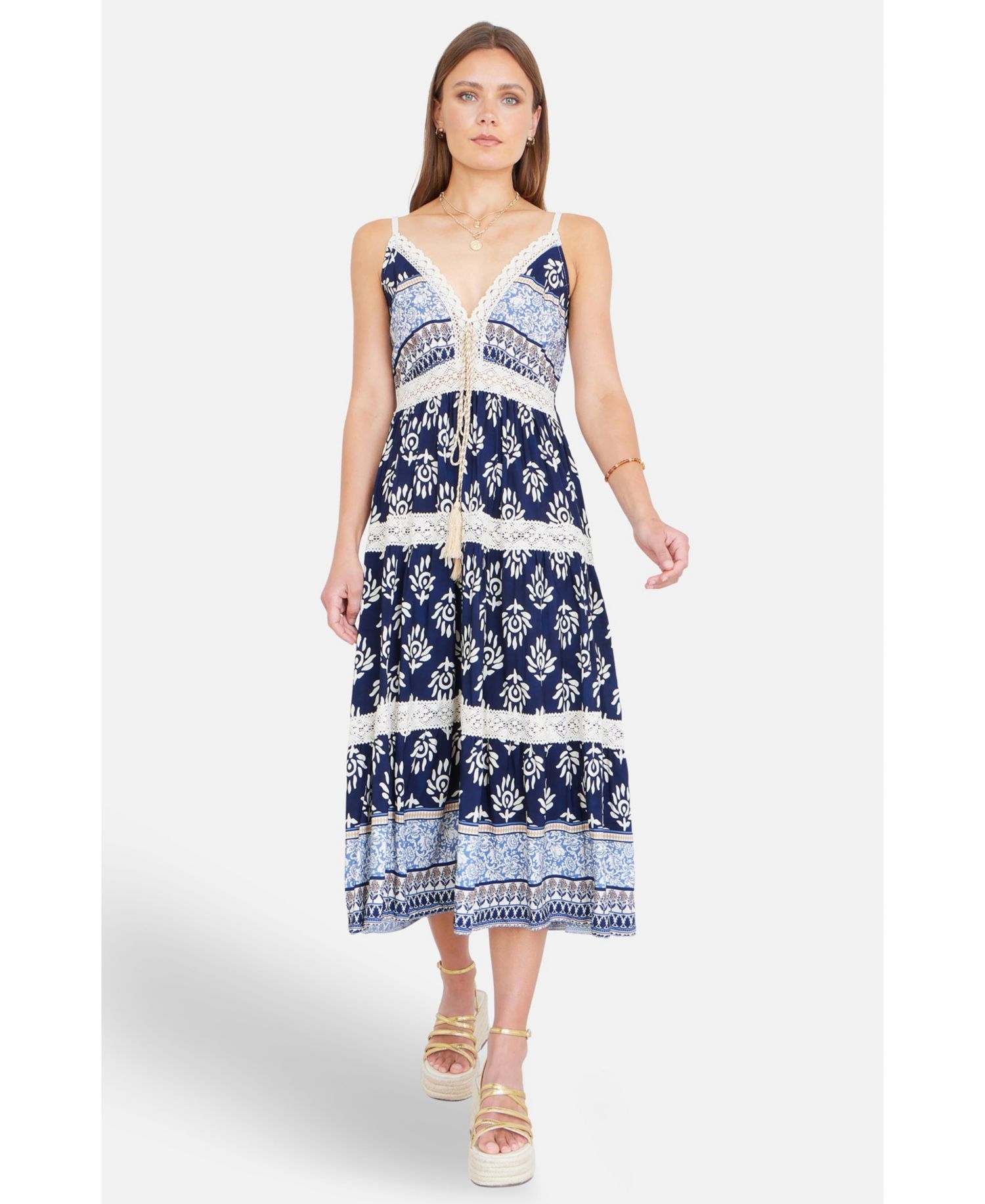 Women's Paisley Print Midi Sun Dress