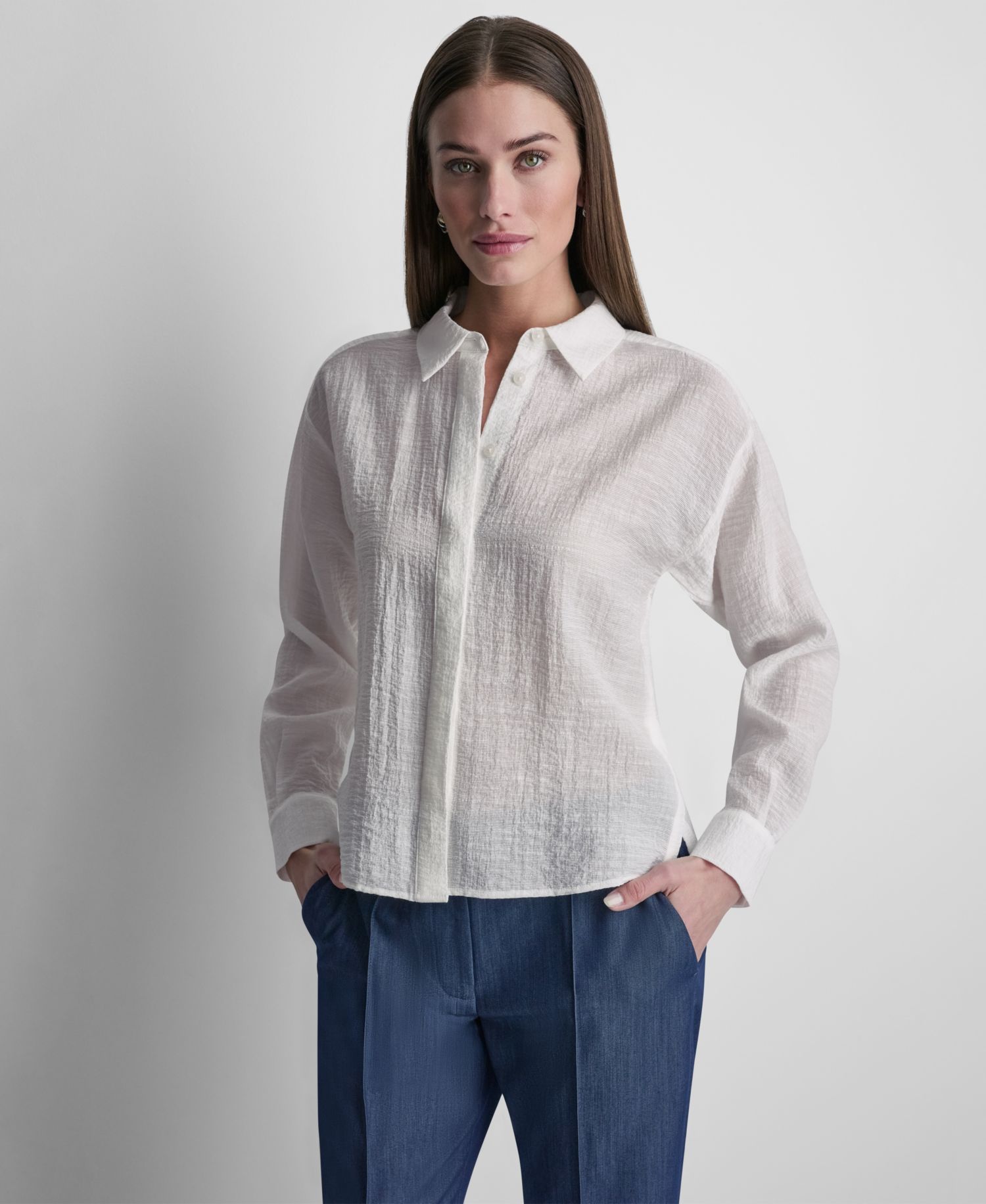 Women's Long-Sleeve Organza Top