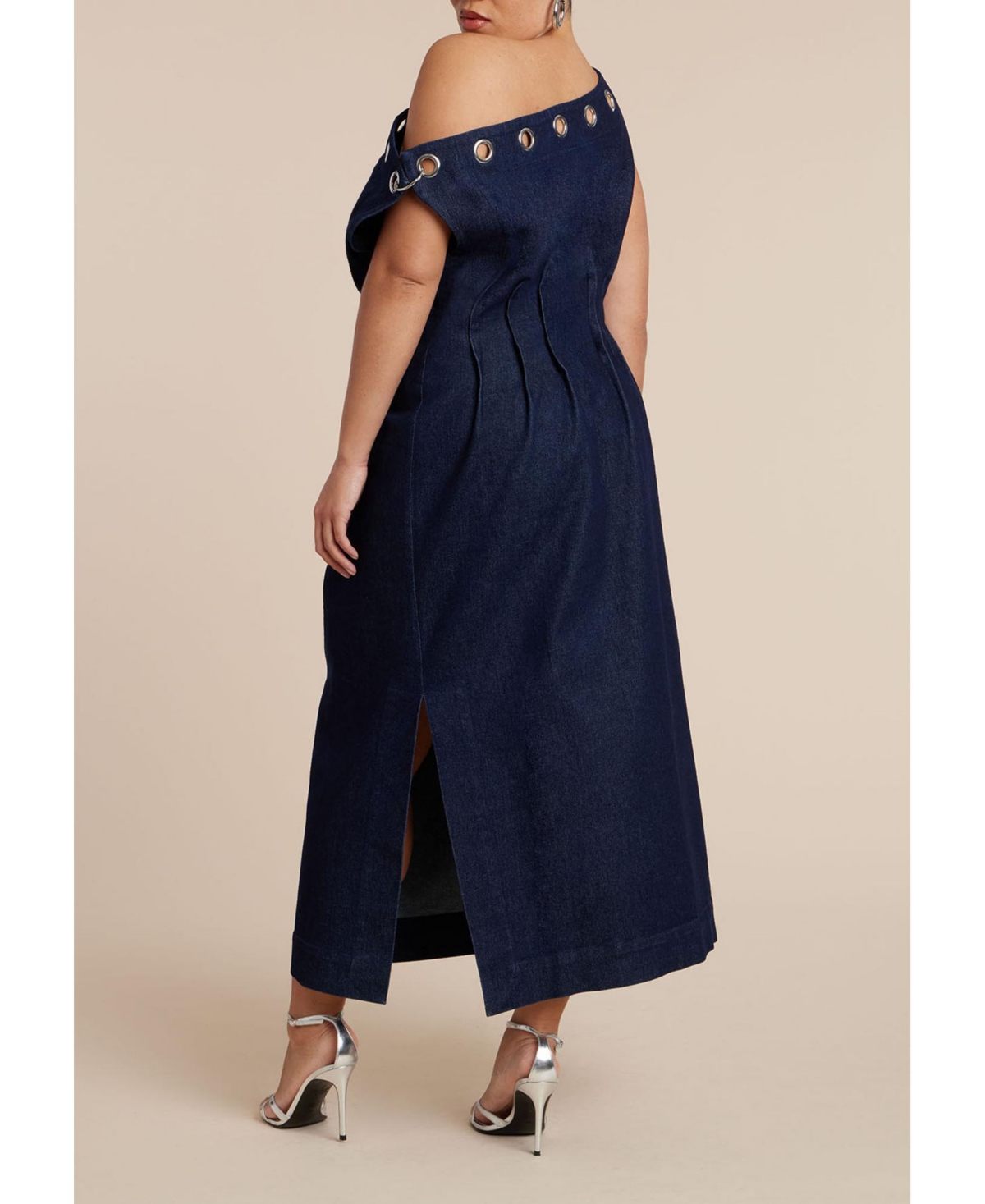 Eloquii Women's Grommet Detail Denim Dress