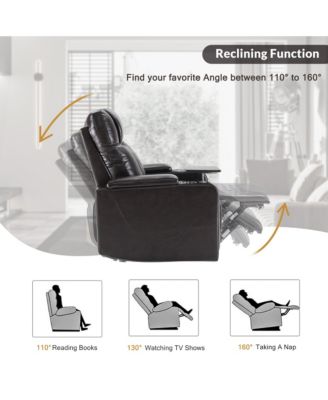 Power Motion Recliner with USB Charging Port and Hidden Arm Storage 2 Convenient Cup Holders Design and 360° Swivel Tray