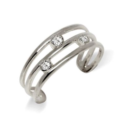 Solid Scattered Cubic Zirconia Adjustable Toe Ring
